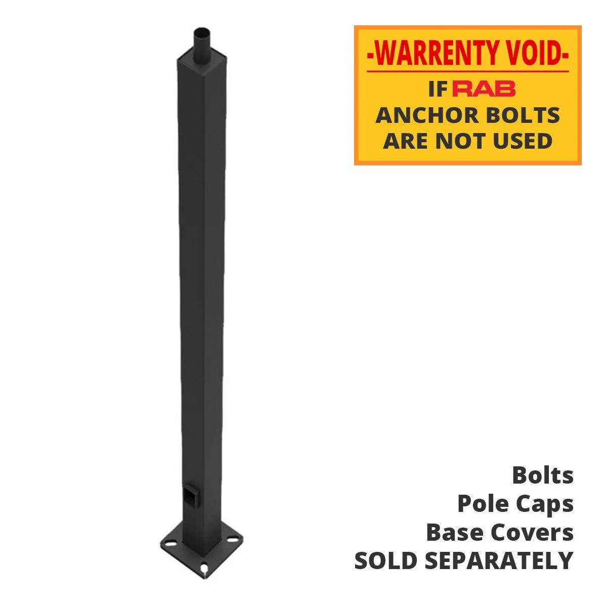 15 ft Light Pole With Base, 4 in Square Shaft, 11 Gauge Thickness, Welded Tenon, Bronze Finish