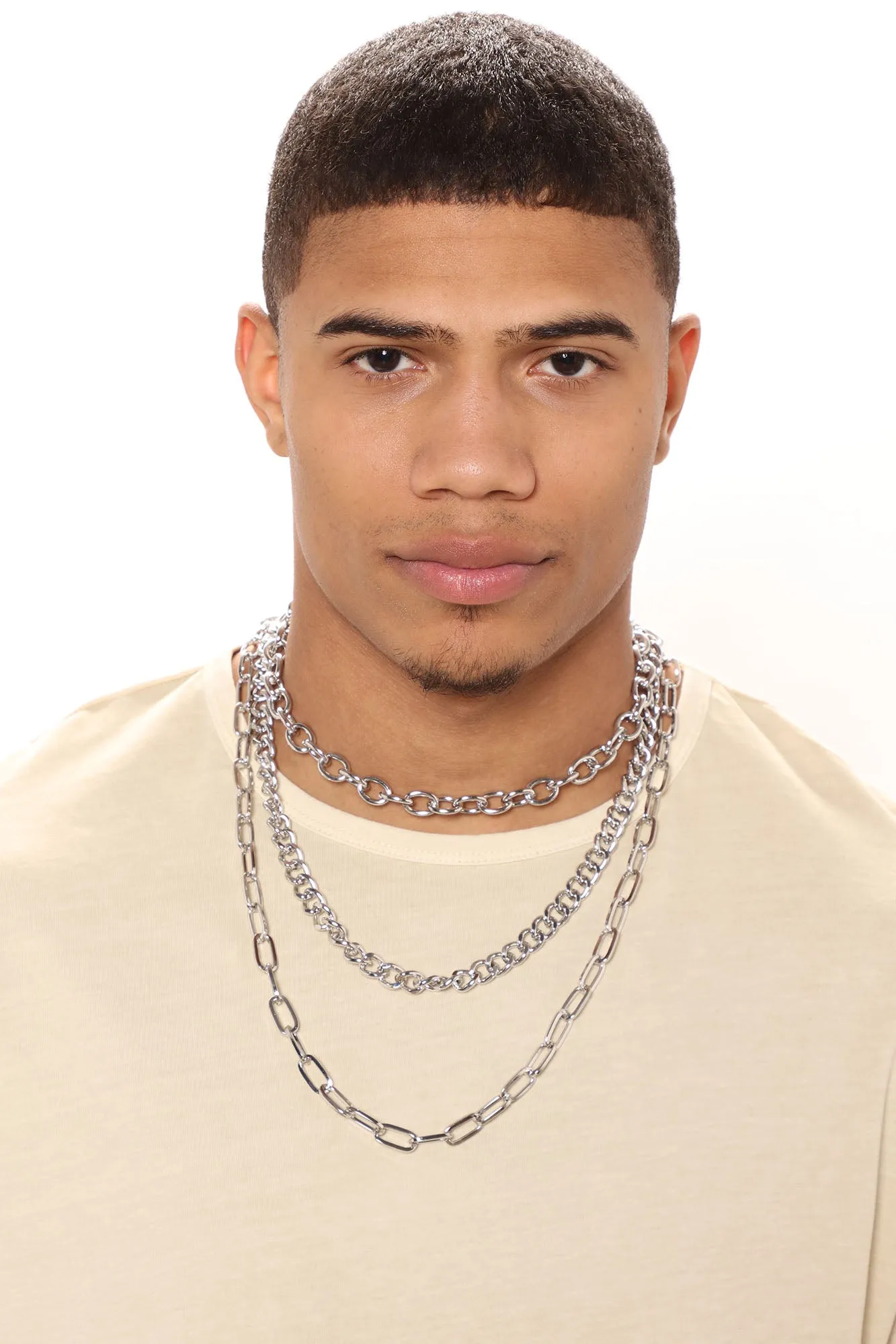 3 Piece Layered Chain Set - Silver