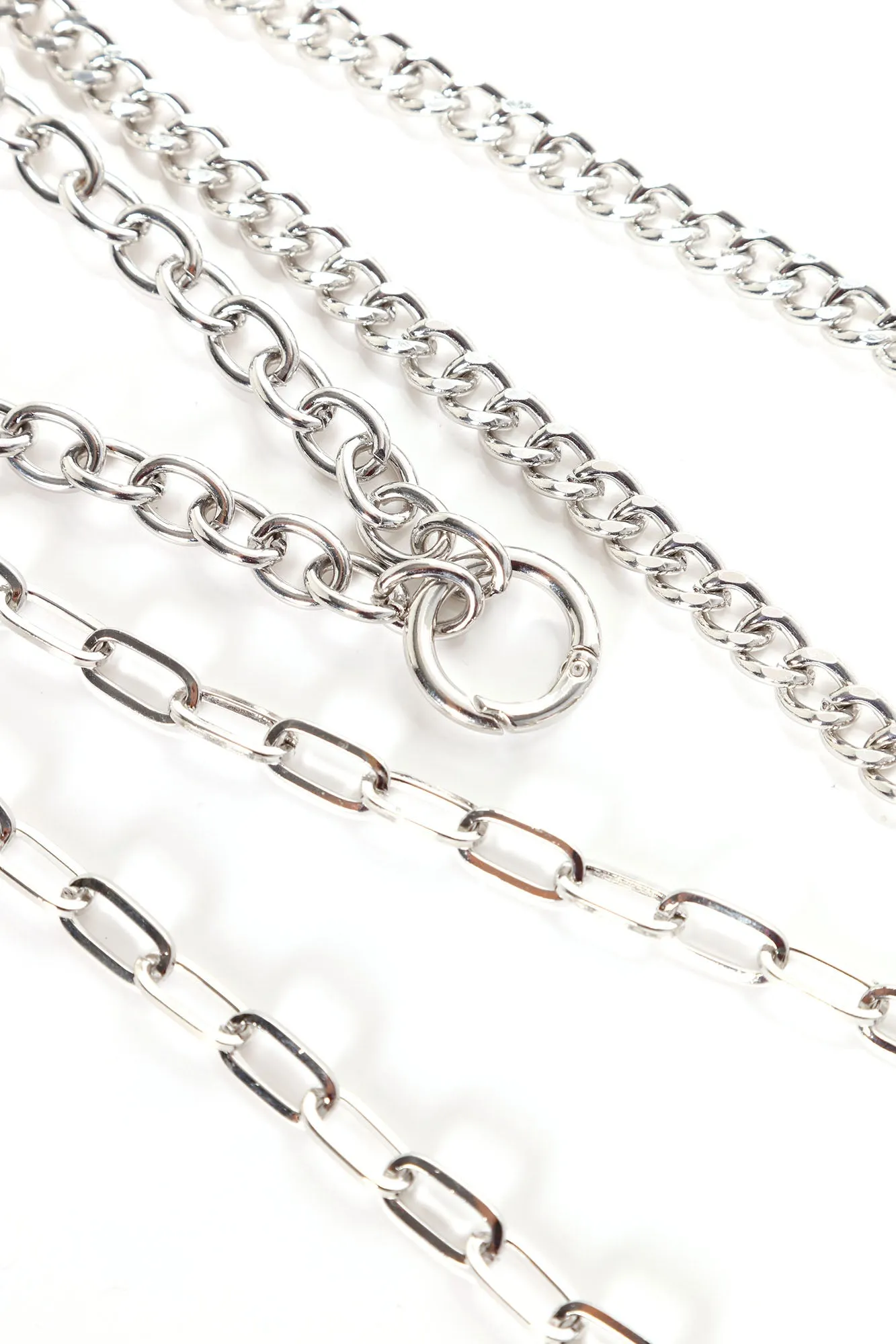 3 Piece Layered Chain Set - Silver