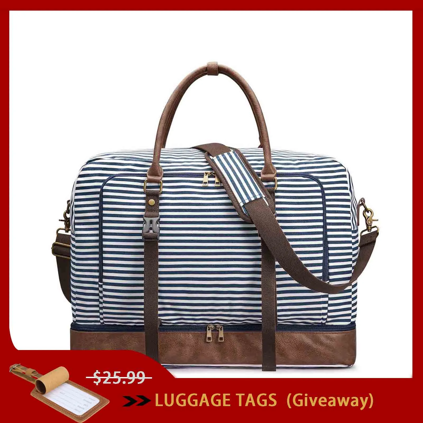 50L Canvas Duffel Bag With Shoe & Laptop Compartment