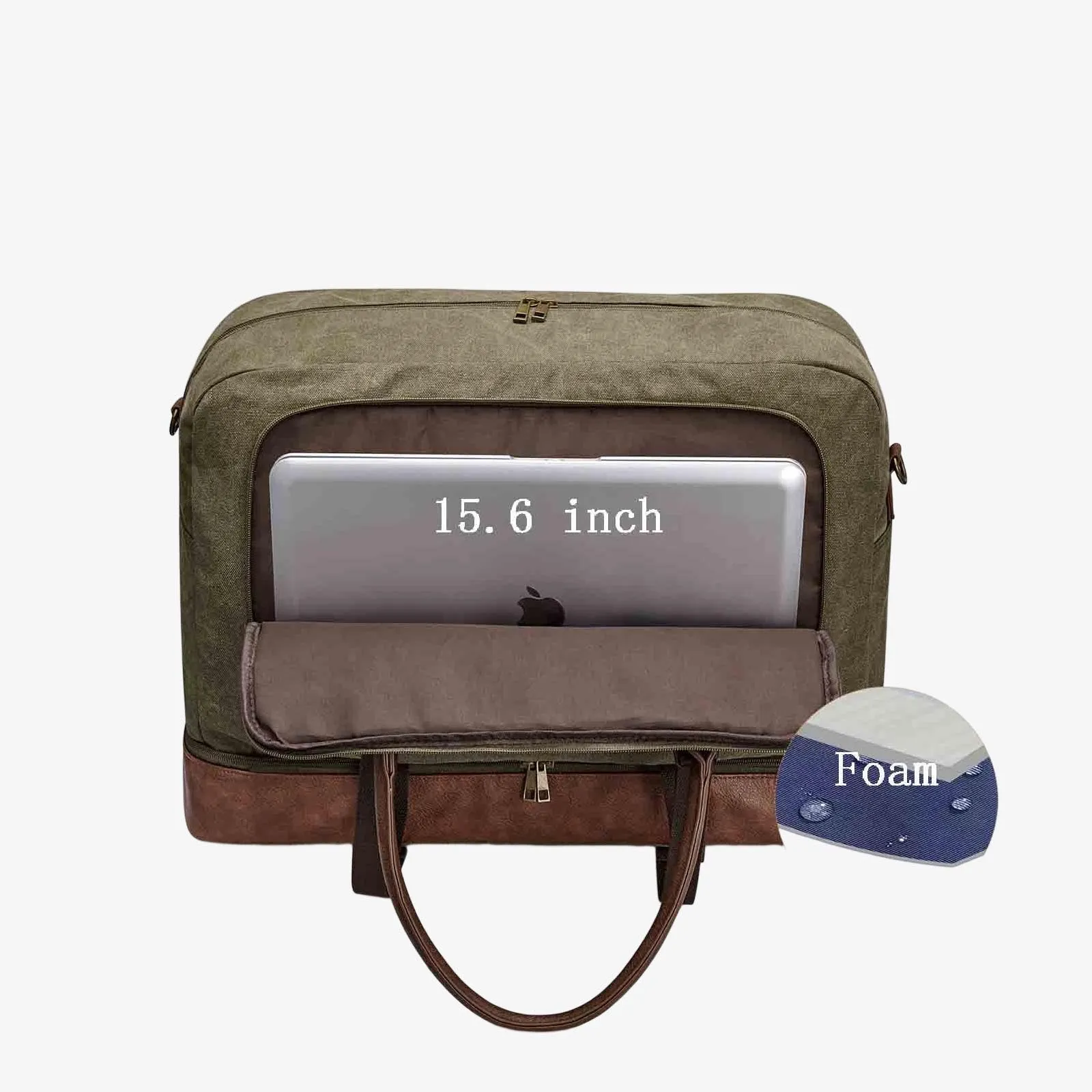 50L Canvas Duffel Bag With Shoe & Laptop Compartment