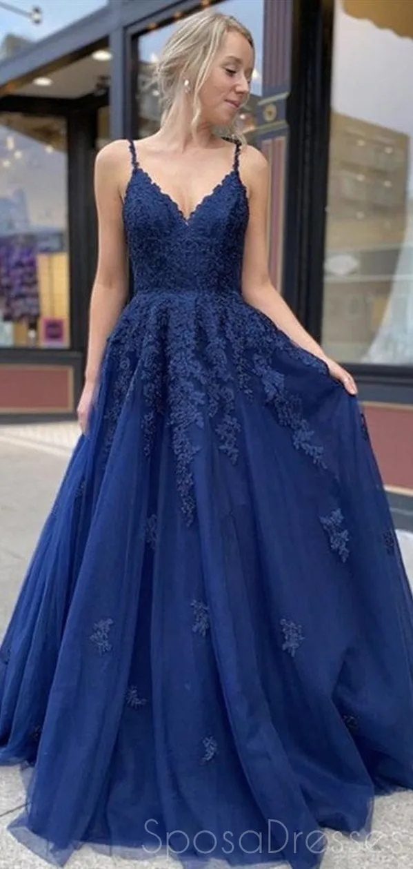 A-line Applique Sleeveless Custom Prom Dresses, Sweet 16 Prom Dresses, 12471