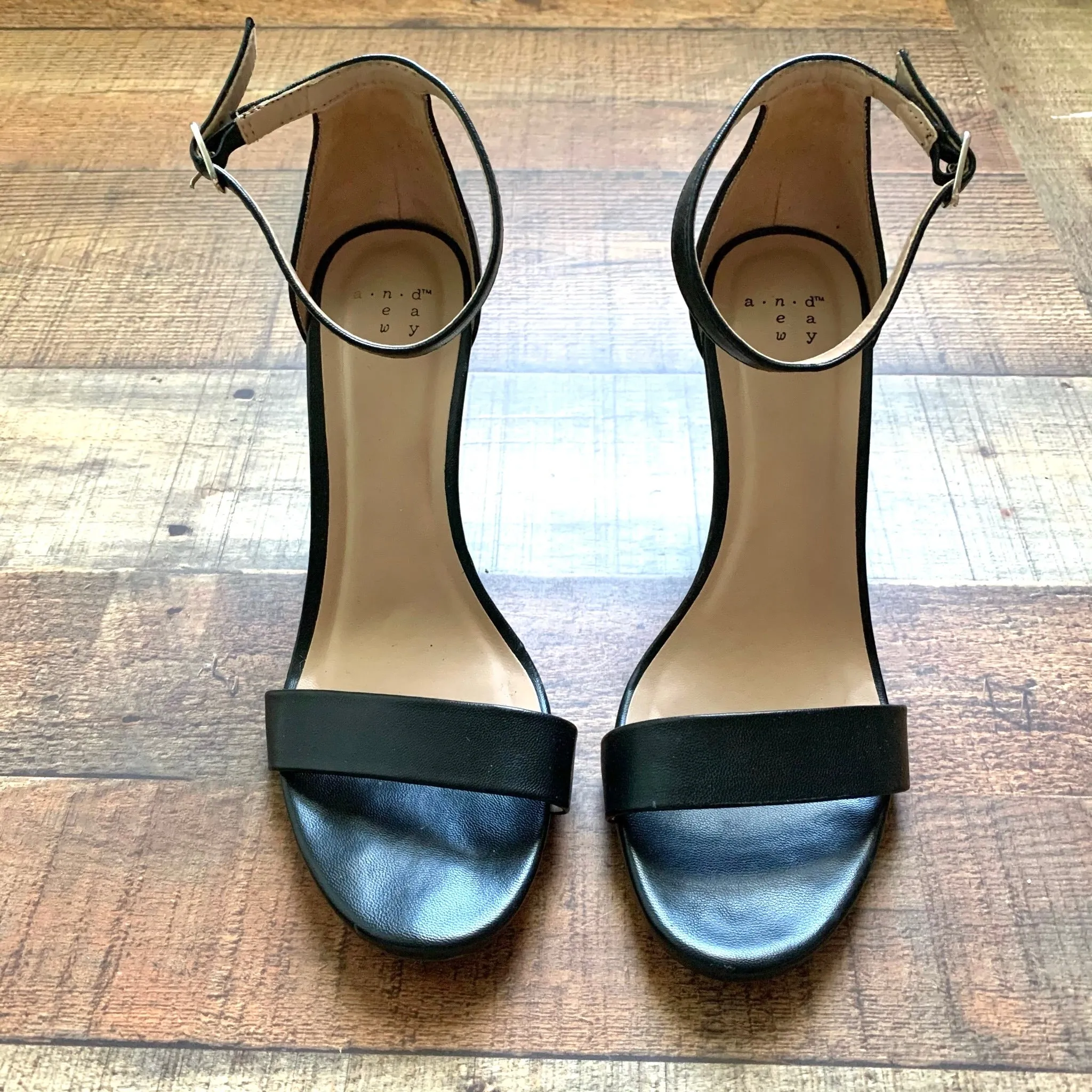 A New Day Black Ankle Strap Heels- Size 7.5