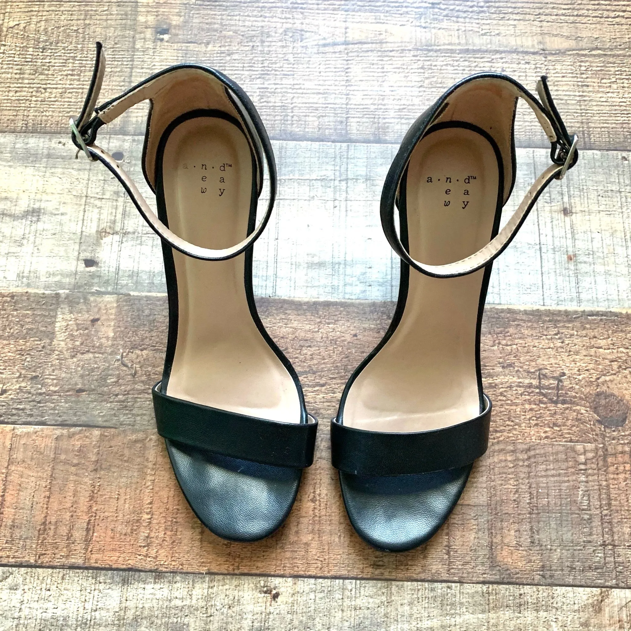 A New Day Black Ankle Strap Heels- Size 7.5