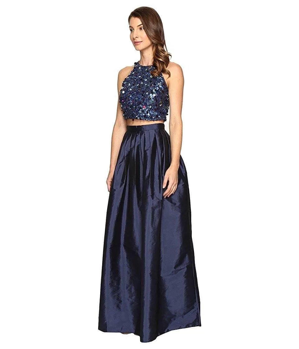 Adrianna Papell AP091922200 Two Piece Halter Prom Long Formal Dress