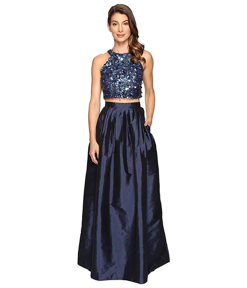 Adrianna Papell AP091922200 Two Piece Halter Prom Long Formal Dress