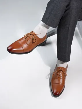 Alberto Torresi Formal/Suit Wear Tan Synthetic Lace Up With Branding