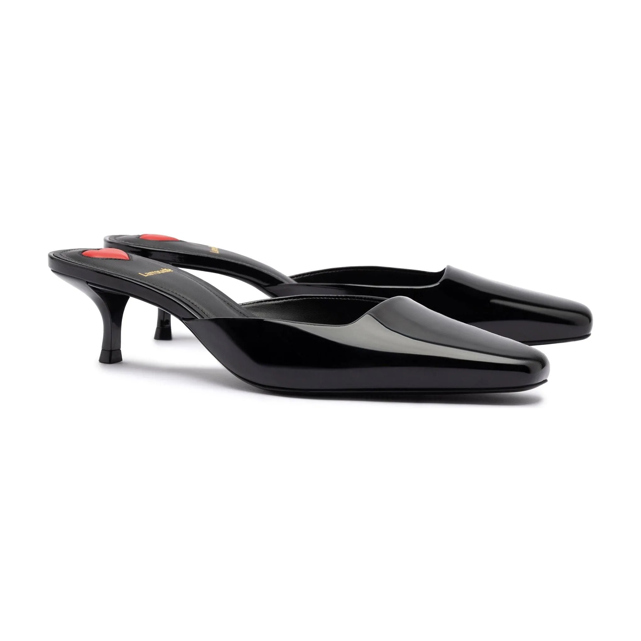 Amal Mule In Black Patent Leather