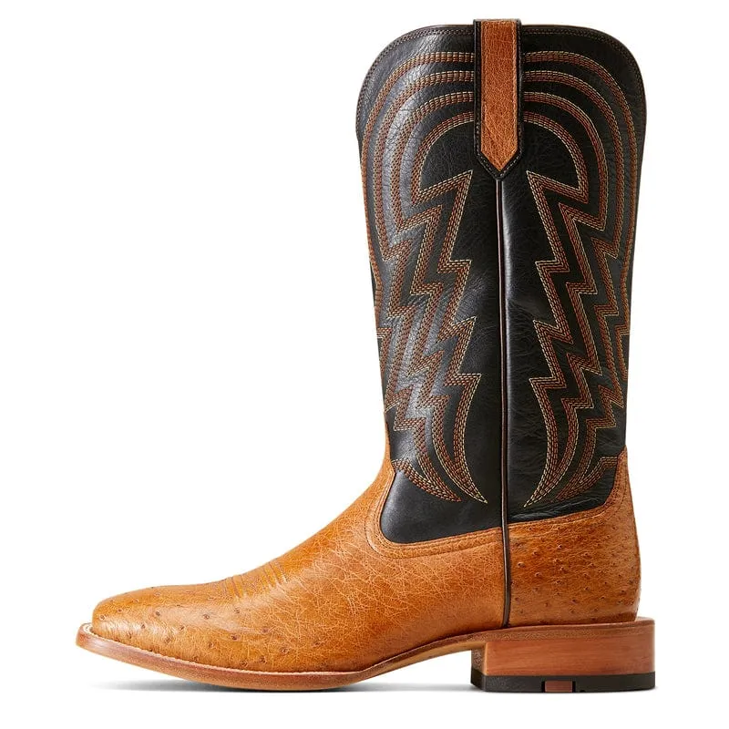 Ariat Men's Haywire Antique Tan Smooth Quill Ostrich Square Toe Exotic Cowboy Boots 10046954