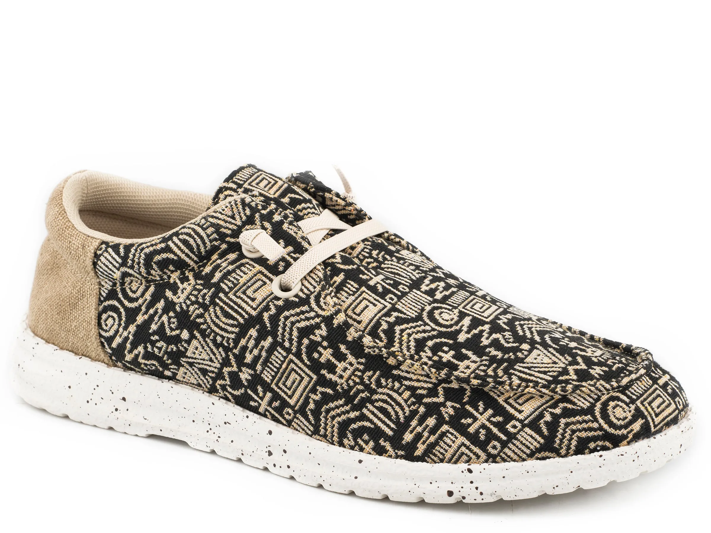 BLACK AND TAN AZTEC FABRIC UPPER