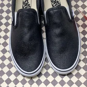 Black Glitter Slip On Vans