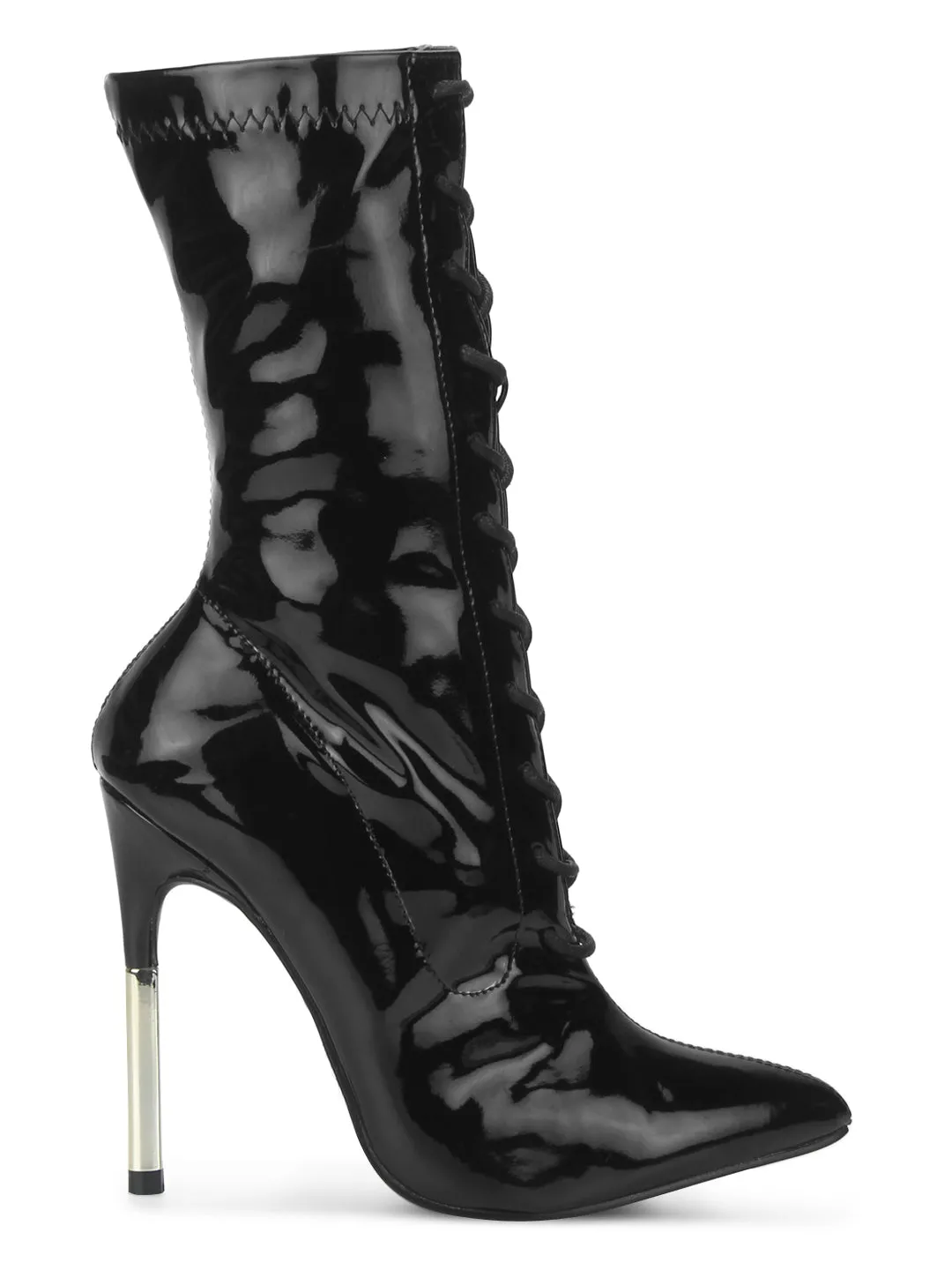 Black Patent Pointy Toe Stiletto Boots