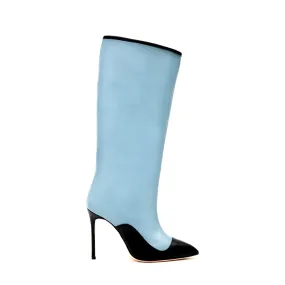 Blue Pale Blue Nappa Leather Pull-on Boots