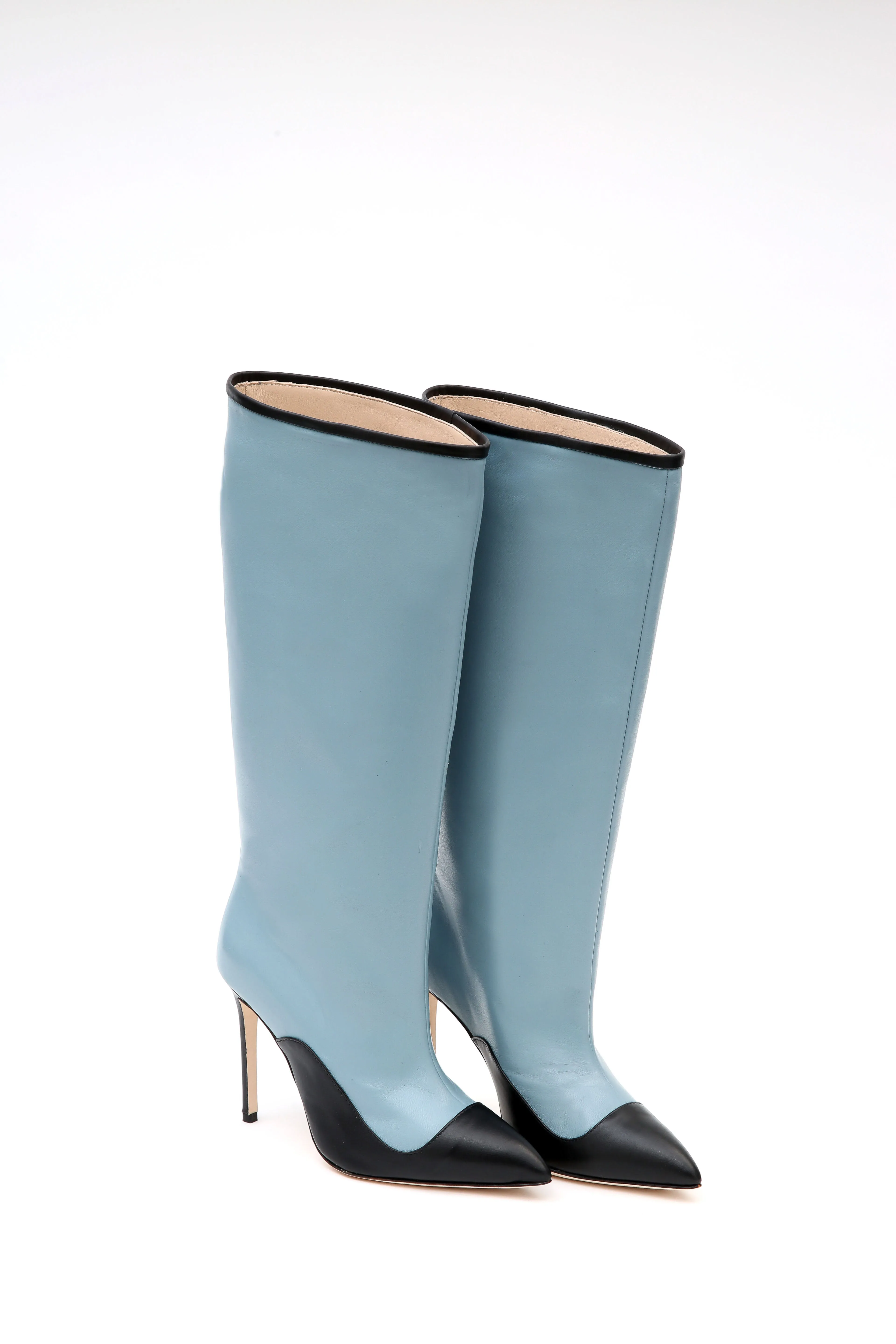 Blue Pale Blue Nappa Leather Pull-on Boots