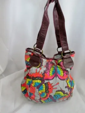 BUTTERFLY BUG INSECT shoulder bag hobo purse satchel tote Vegan GRAY PURPLE boho