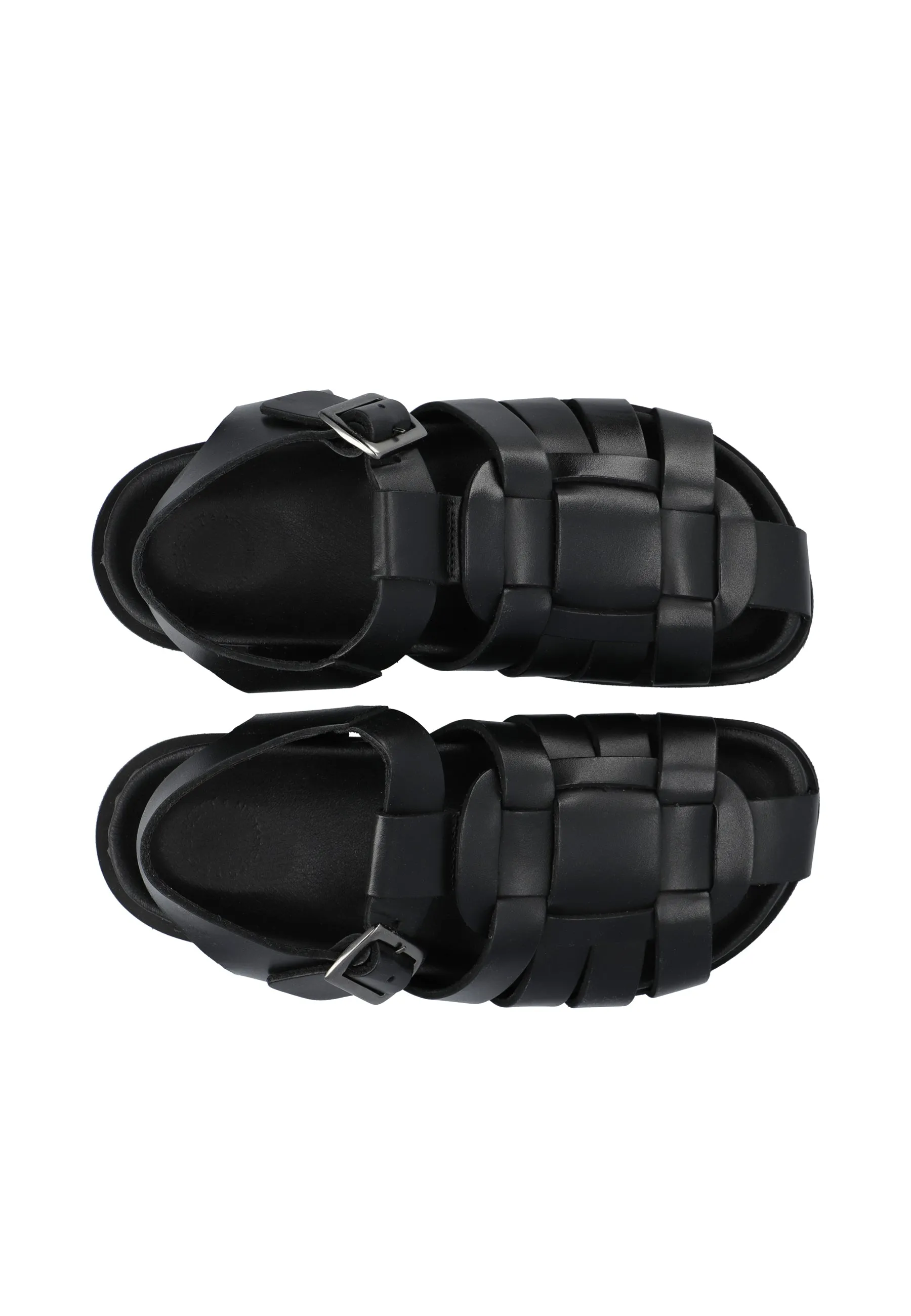 Casjenny Black Leather Sandals