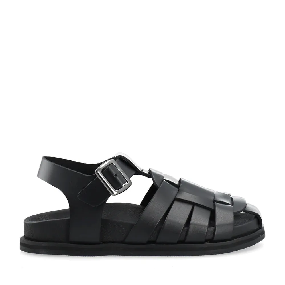 Casjenny Black Leather Sandals