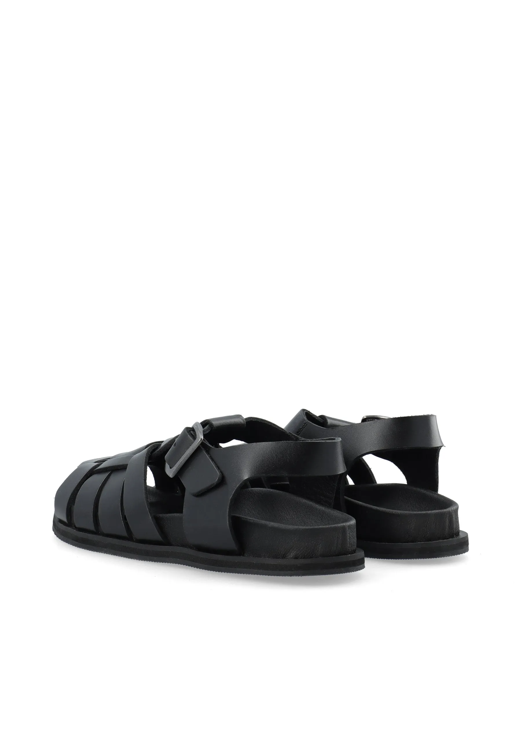 Casjenny Black Leather Sandals