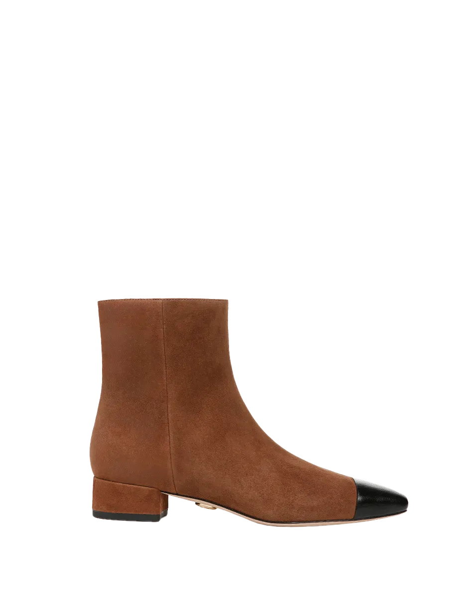 Cecile Suede Cap-Toe Bootie