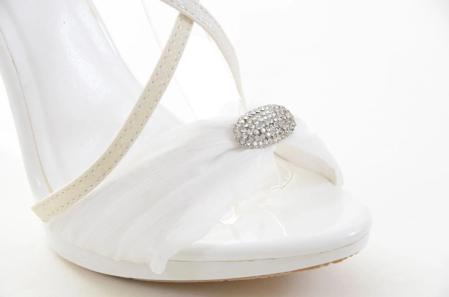 Chiffon Glitter Rhinestone Open Toe Stiletto Sandal Women's