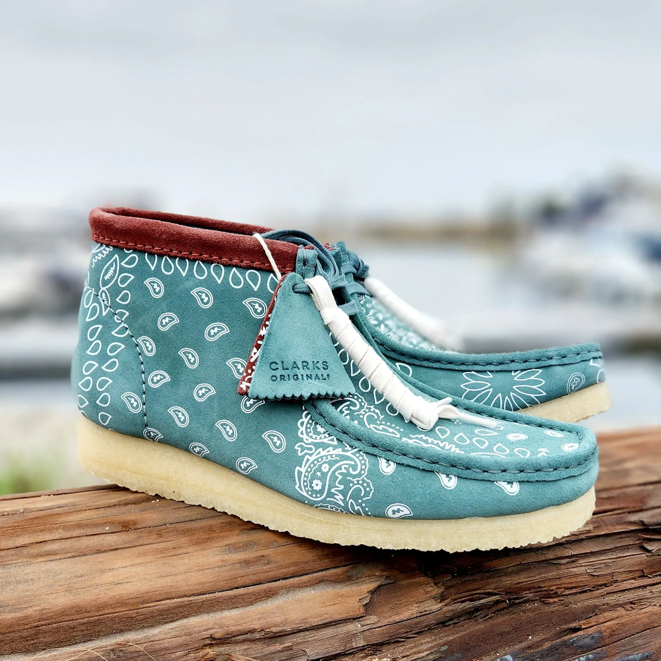 Clarks Wallabee Boot Green Paisley