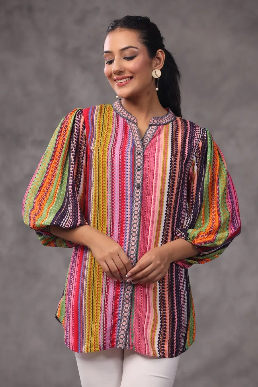 Colourfull Digital Printed Spanish Crepe Top