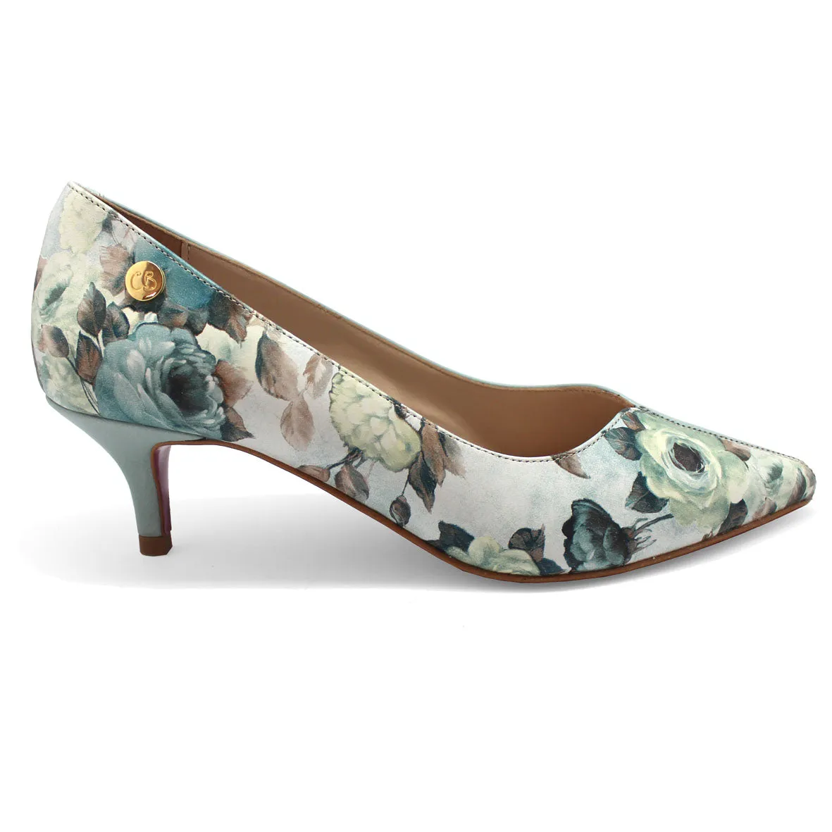 Cruella - Light Blue Flower kitten heel- last pairs 41 and 42