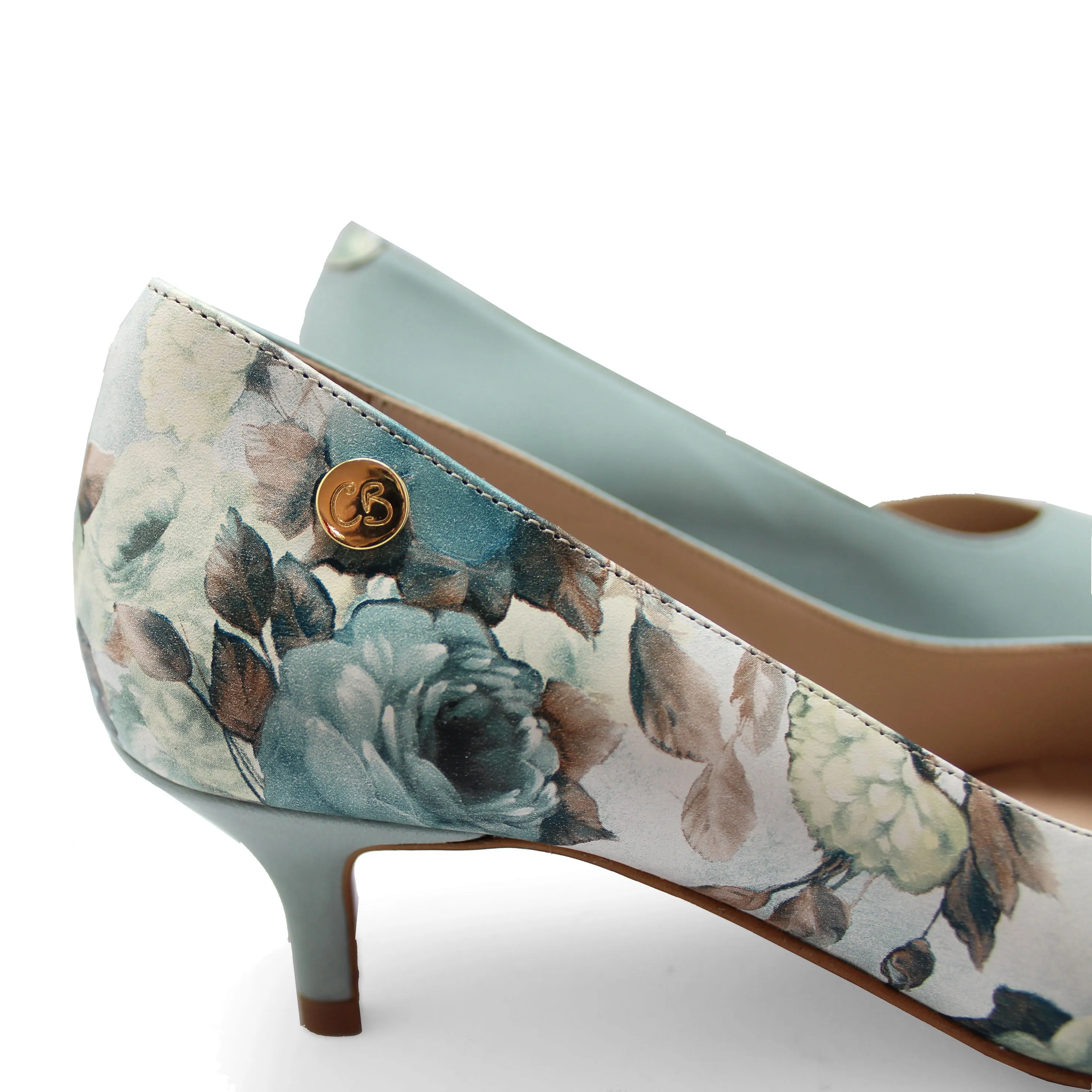 Cruella - Light Blue Flower kitten heel- last pairs 41 and 42