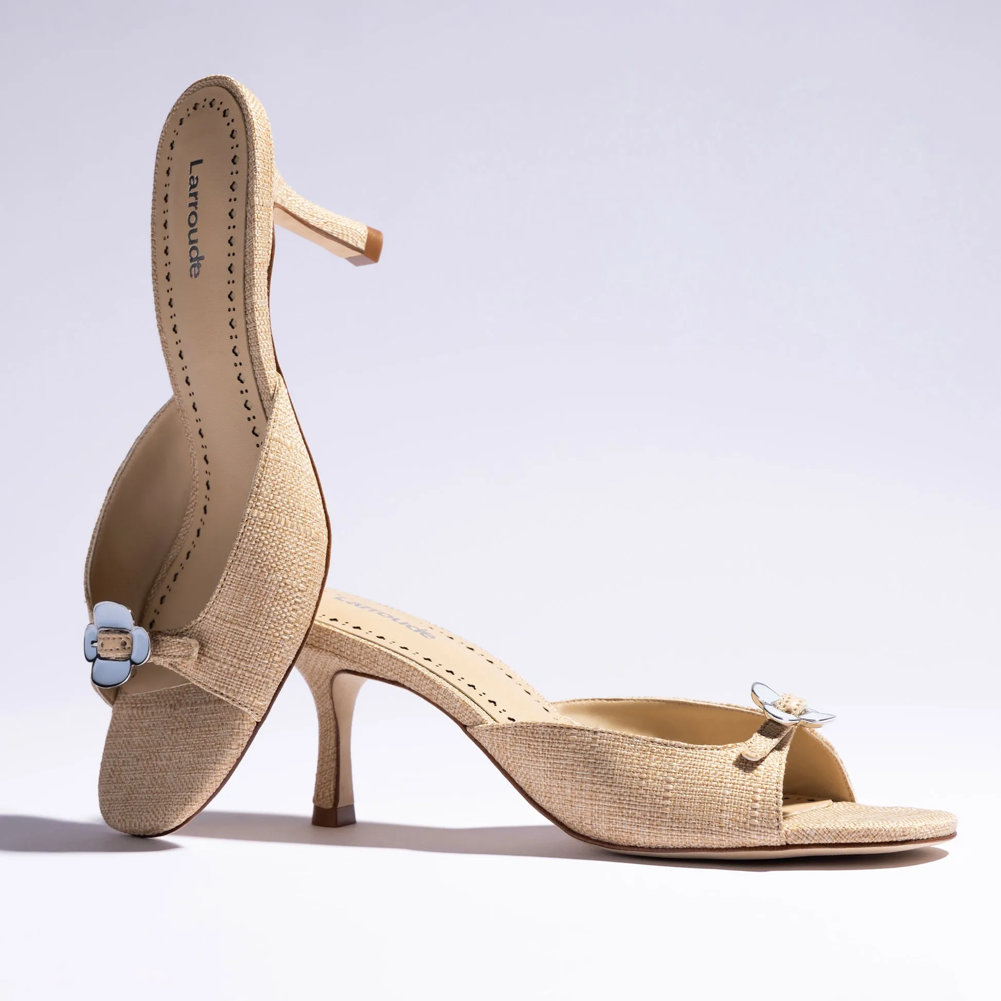 Daisy Mule In Beige Raffia