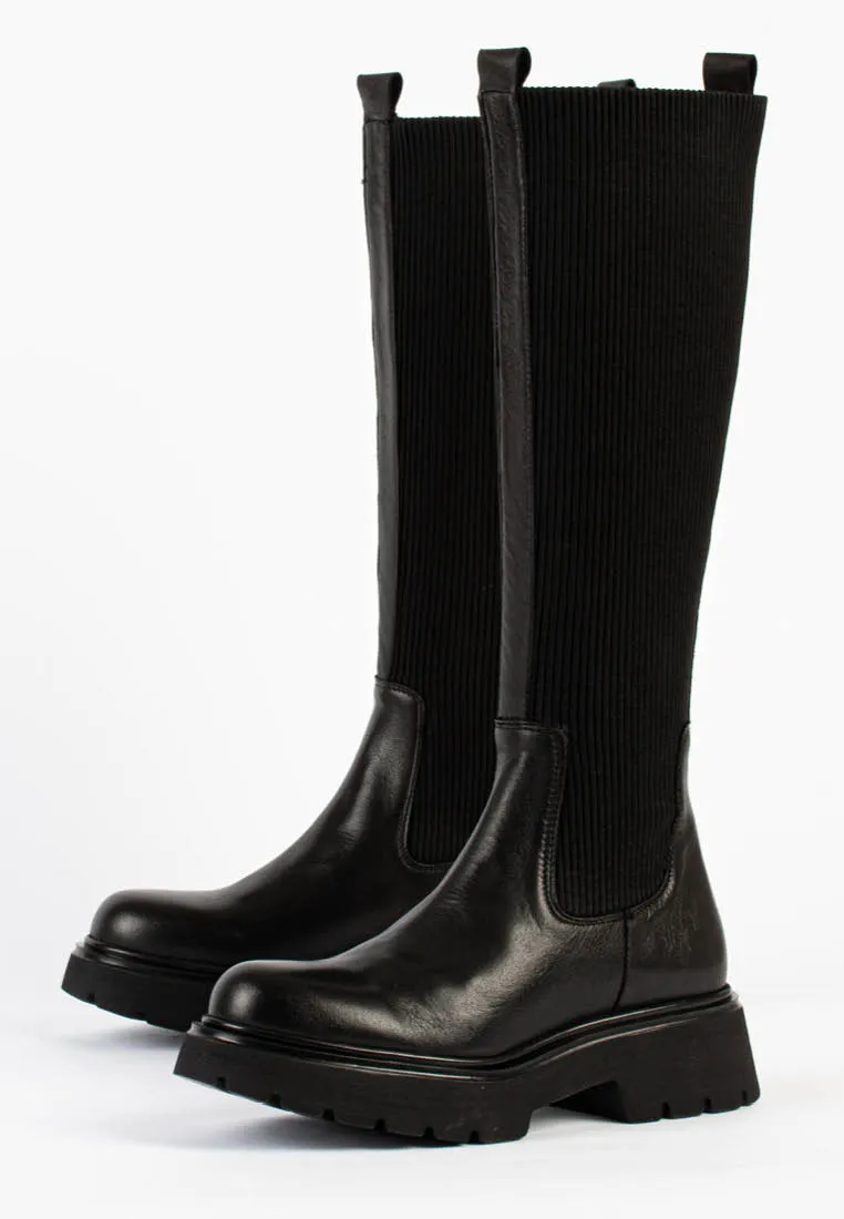 Electra Black High Chelsea Boots