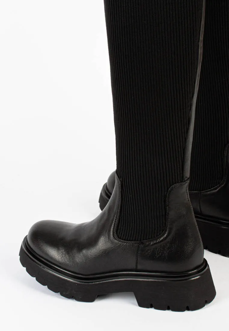 Electra Black High Chelsea Boots