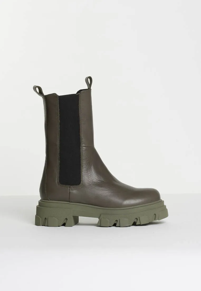 Ella Cactus Leather Combat Boots