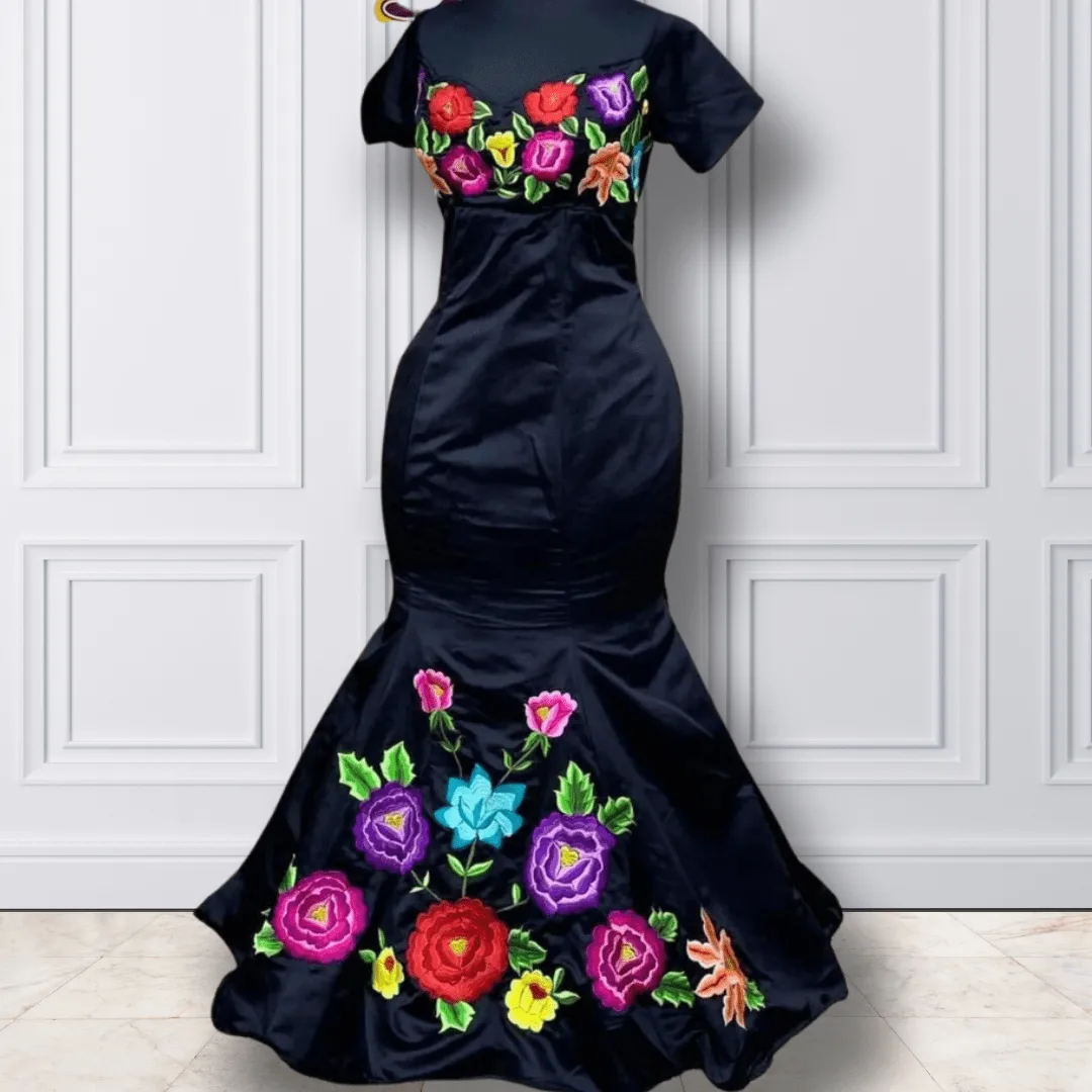 Embroidered Mexican Evening Dress - Sirena