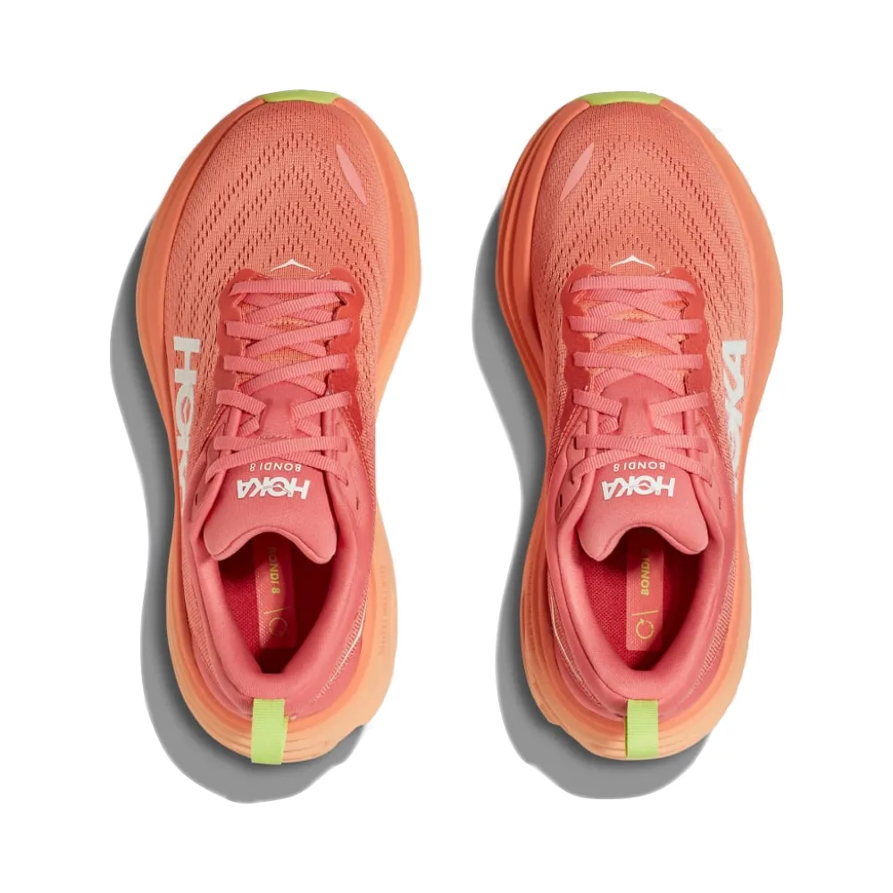 Hoka Women's Bondi 8 Running Sneaker in Coral/Papaya