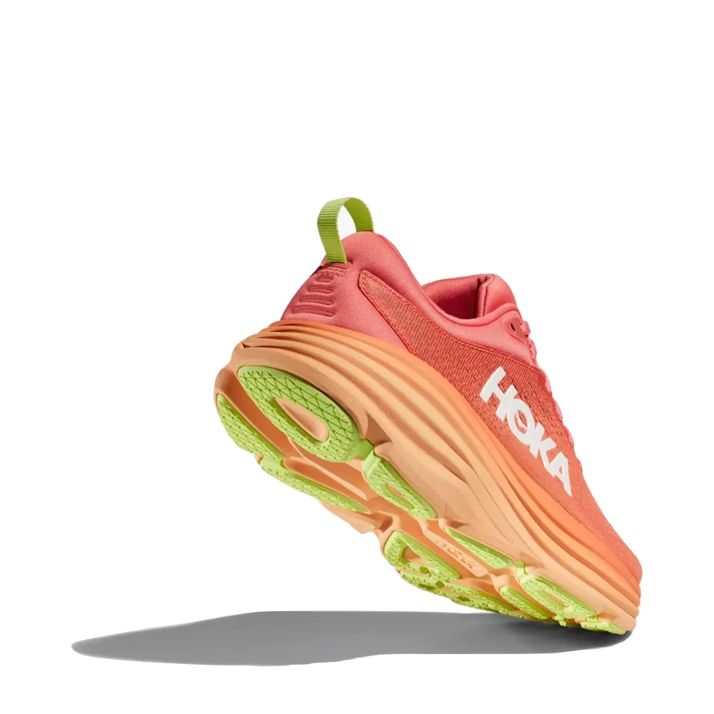 Hoka Women's Bondi 8 Running Sneaker in Coral/Papaya