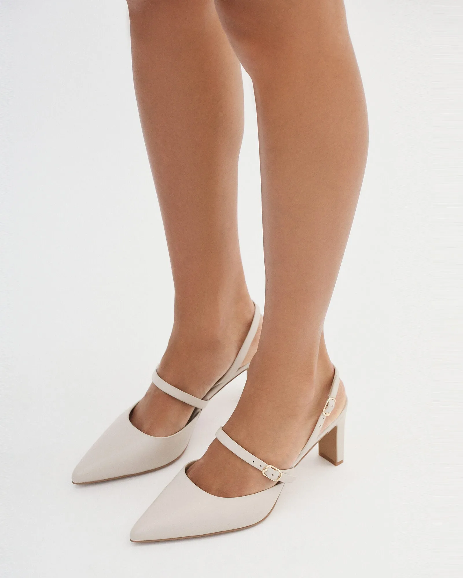 KARINA MID HEELS BONE LEATHER