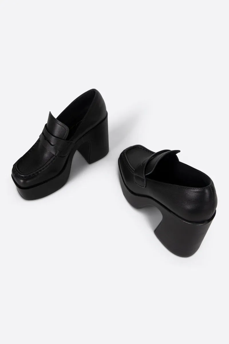 Lindo Leather Loafer Platform Heel