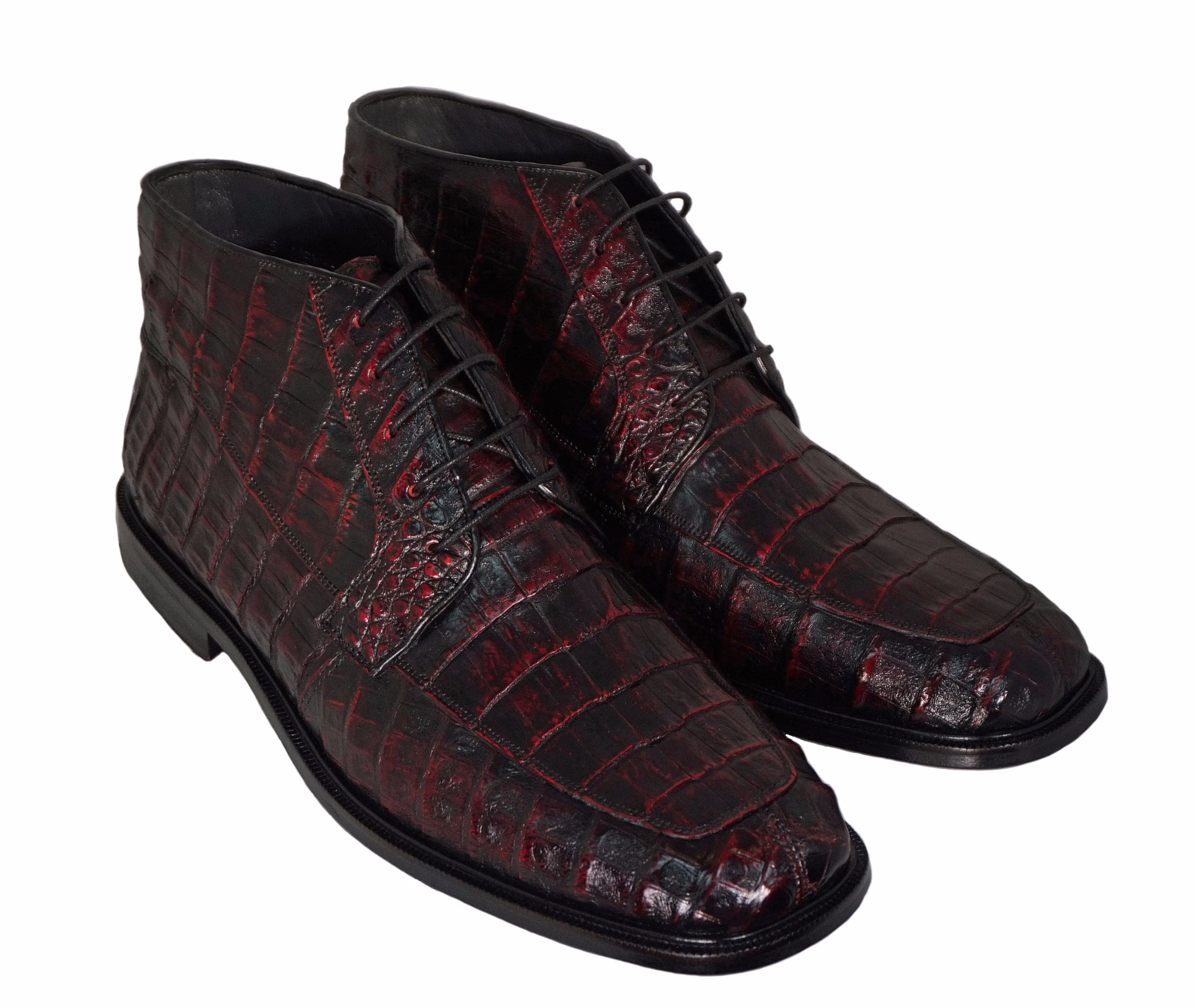 Los Altos Black cherry Caiman Belly Boot