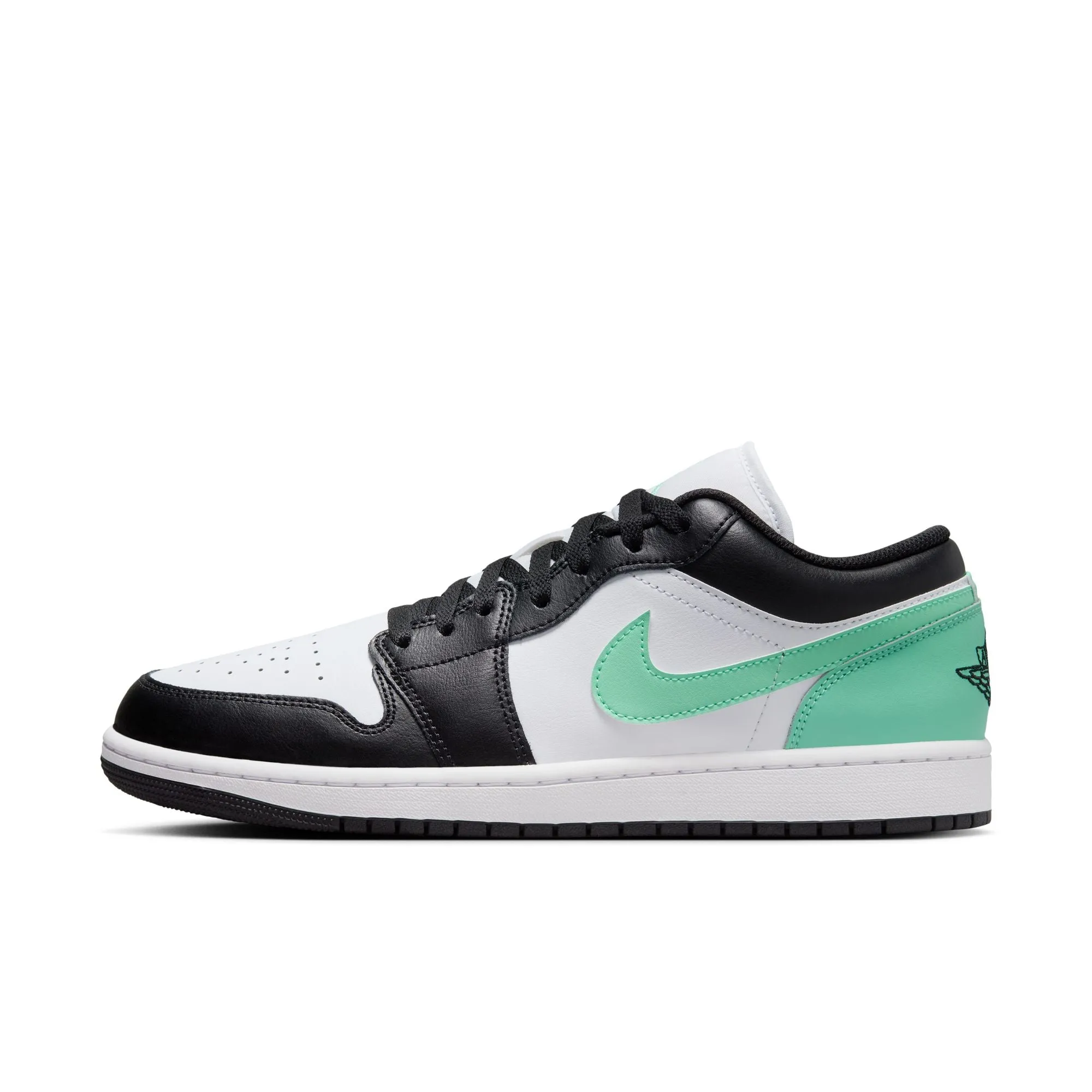 Men's Air Jordan 1 Low-WHITE/BLACK-GREEN GLOW