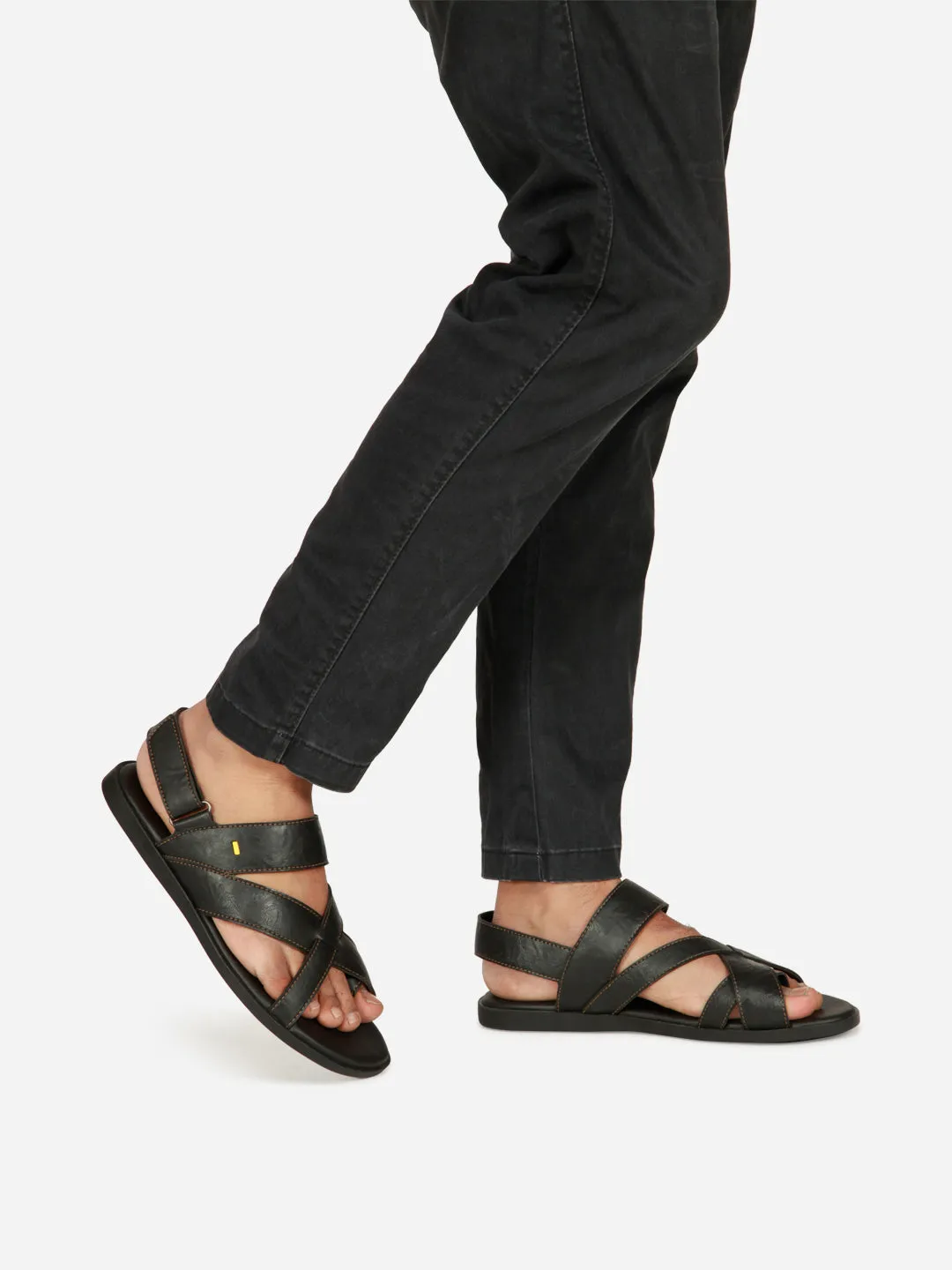 Men's Black Cross Strap Casual Sandals (IX5002)