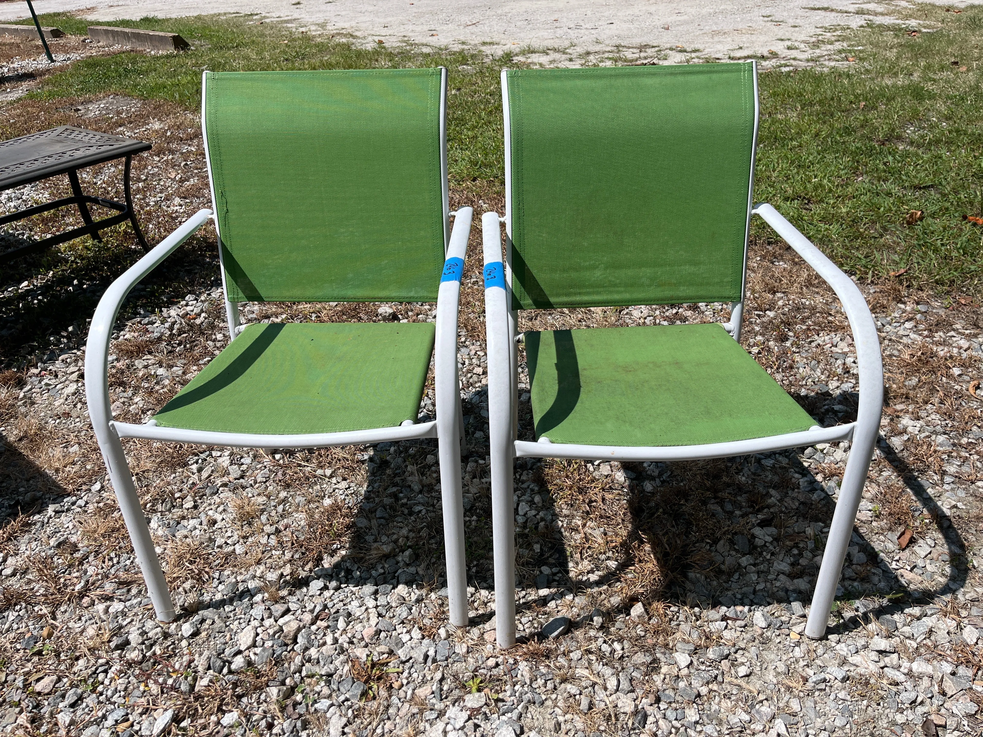 Pair of Green Patio Chairs