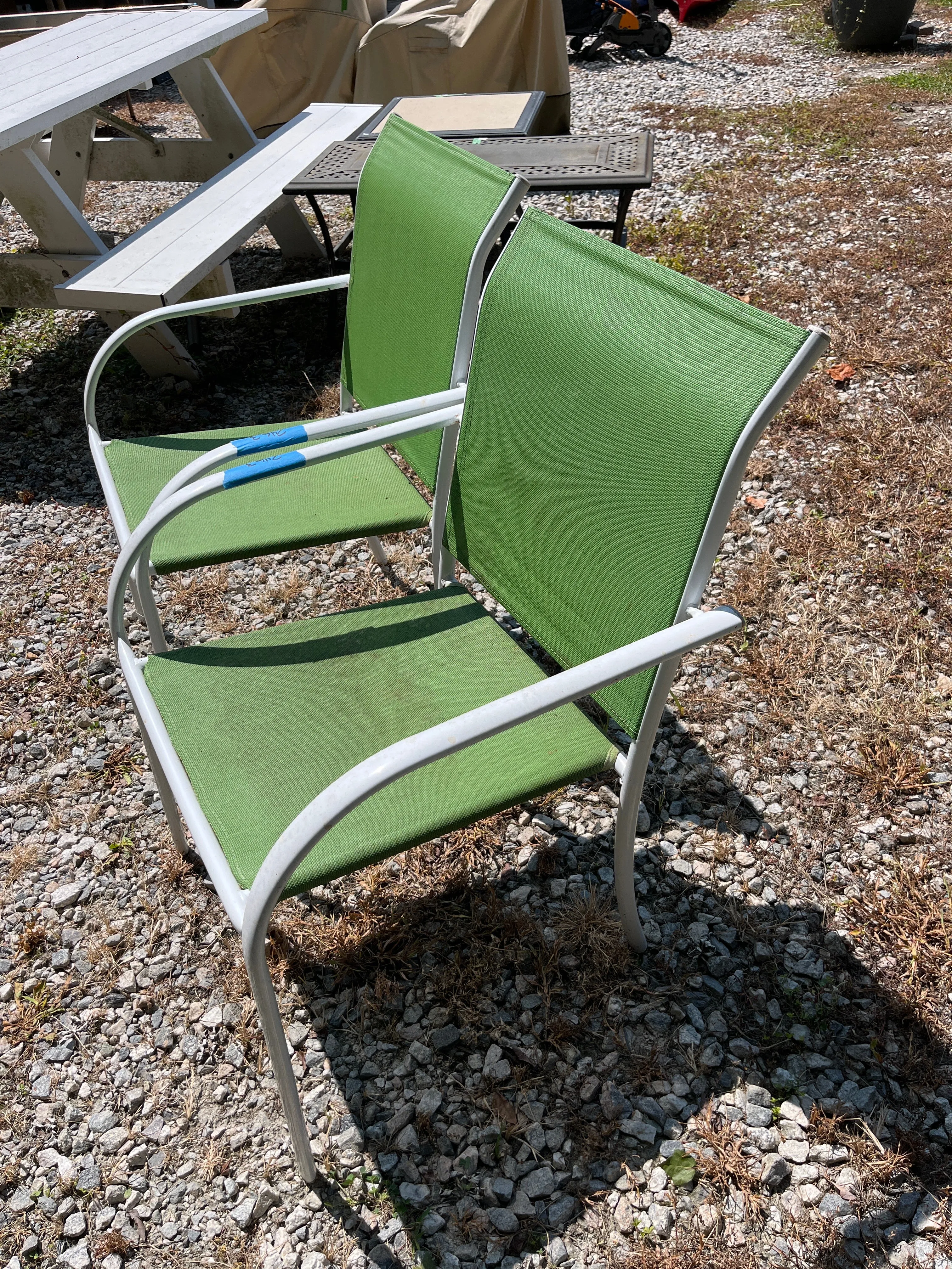 Pair of Green Patio Chairs