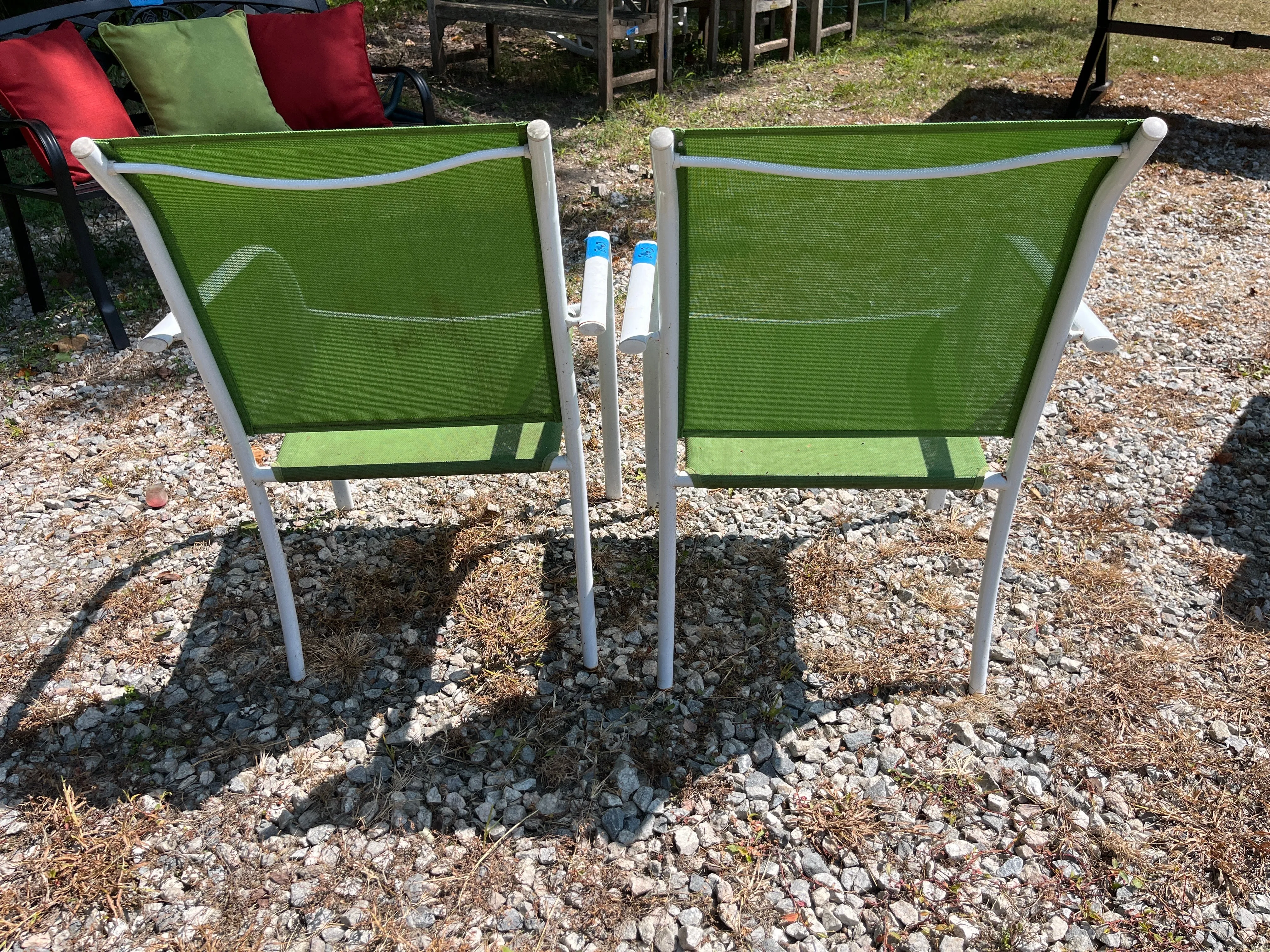 Pair of Green Patio Chairs