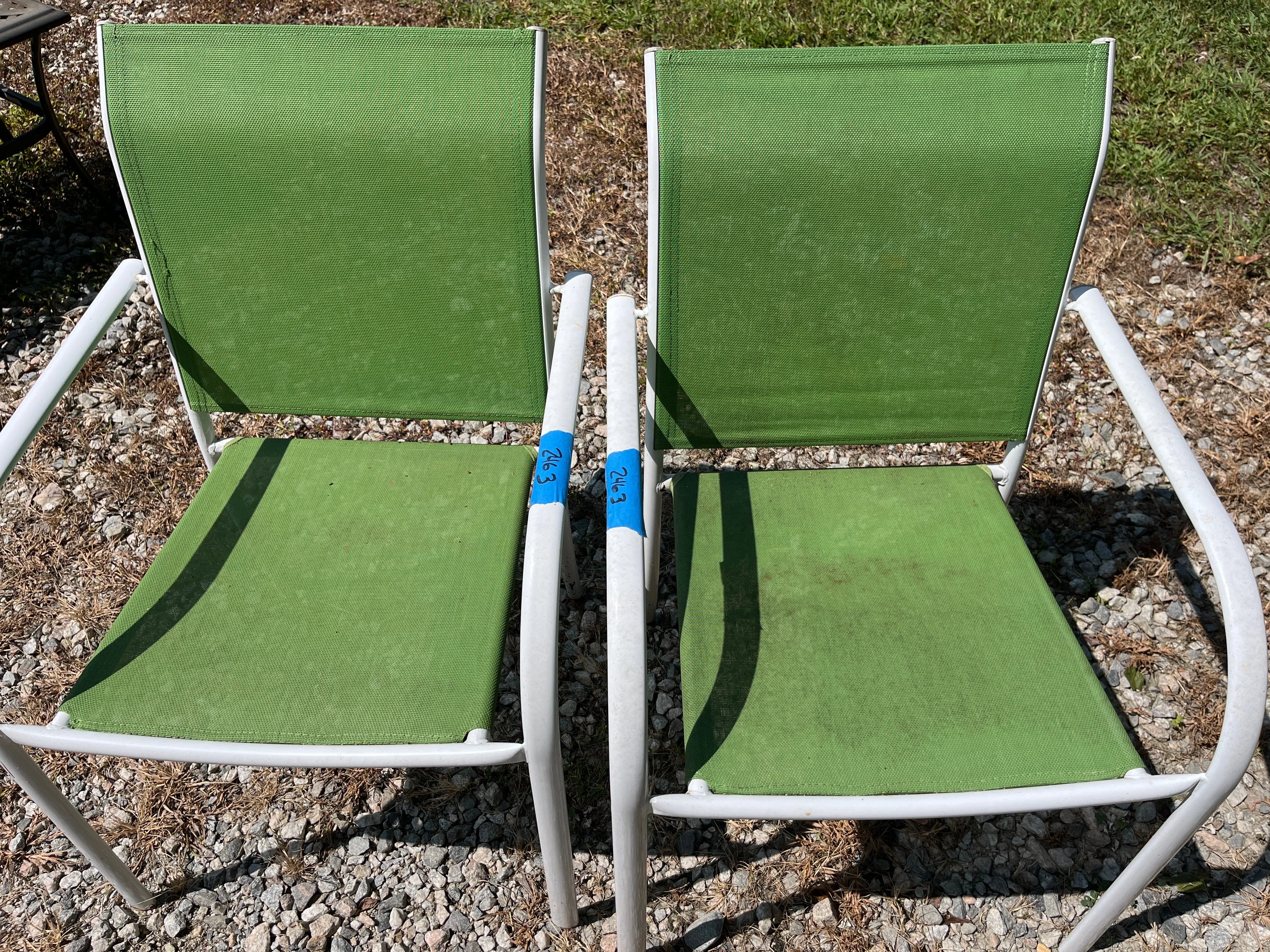 Pair of Green Patio Chairs