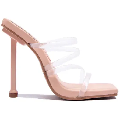 Qupid Gleaming Strappy Slip On Sandal Pumps