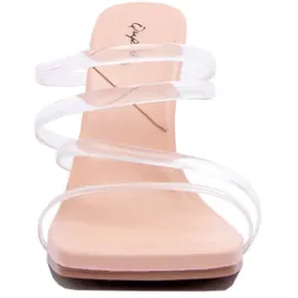 Qupid Gleaming Strappy Slip On Sandal Pumps