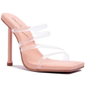 Qupid Gleaming Strappy Slip On Sandal Pumps