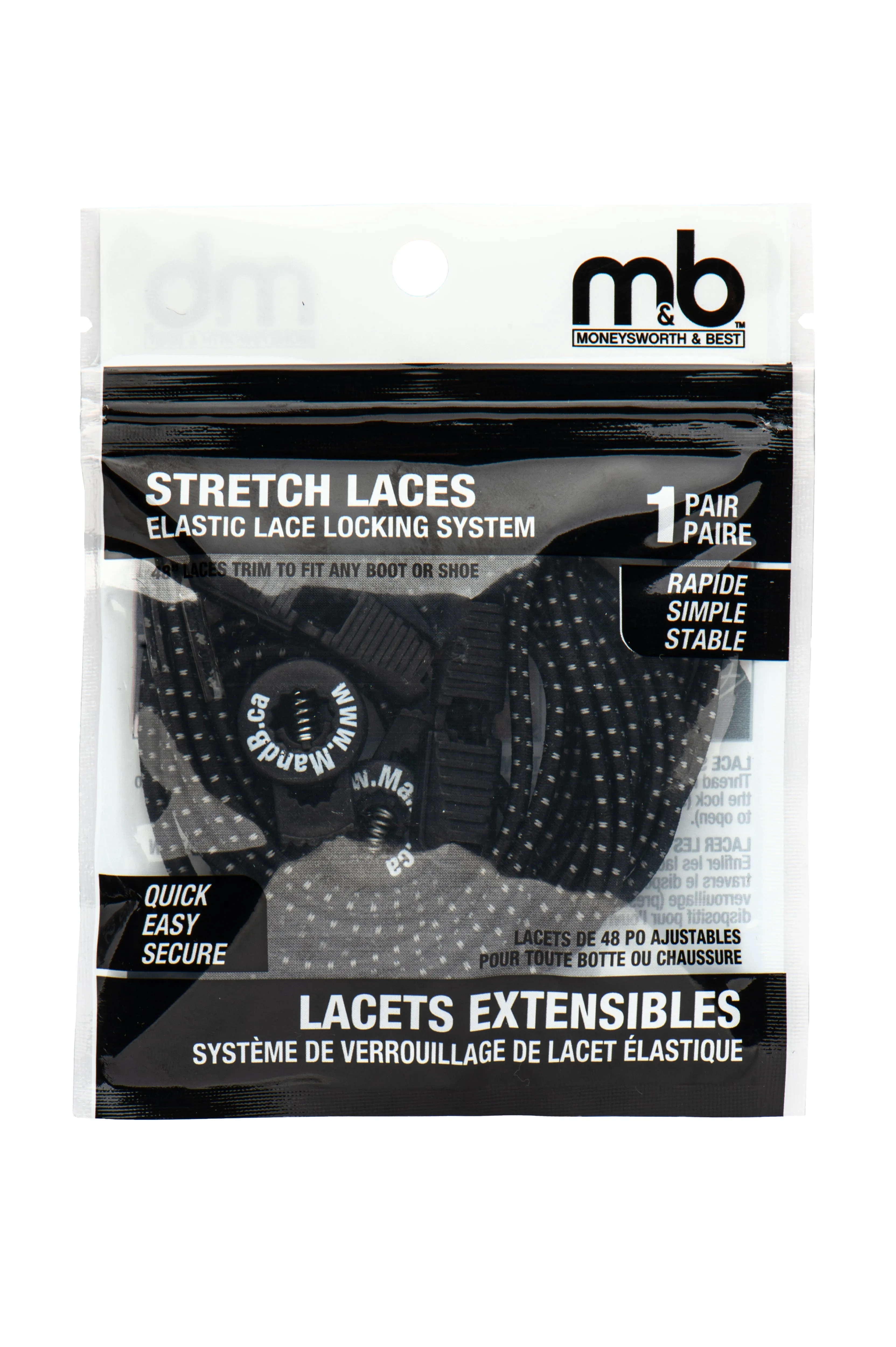 Stretch Laces (Black/Grey Dots) -L23825