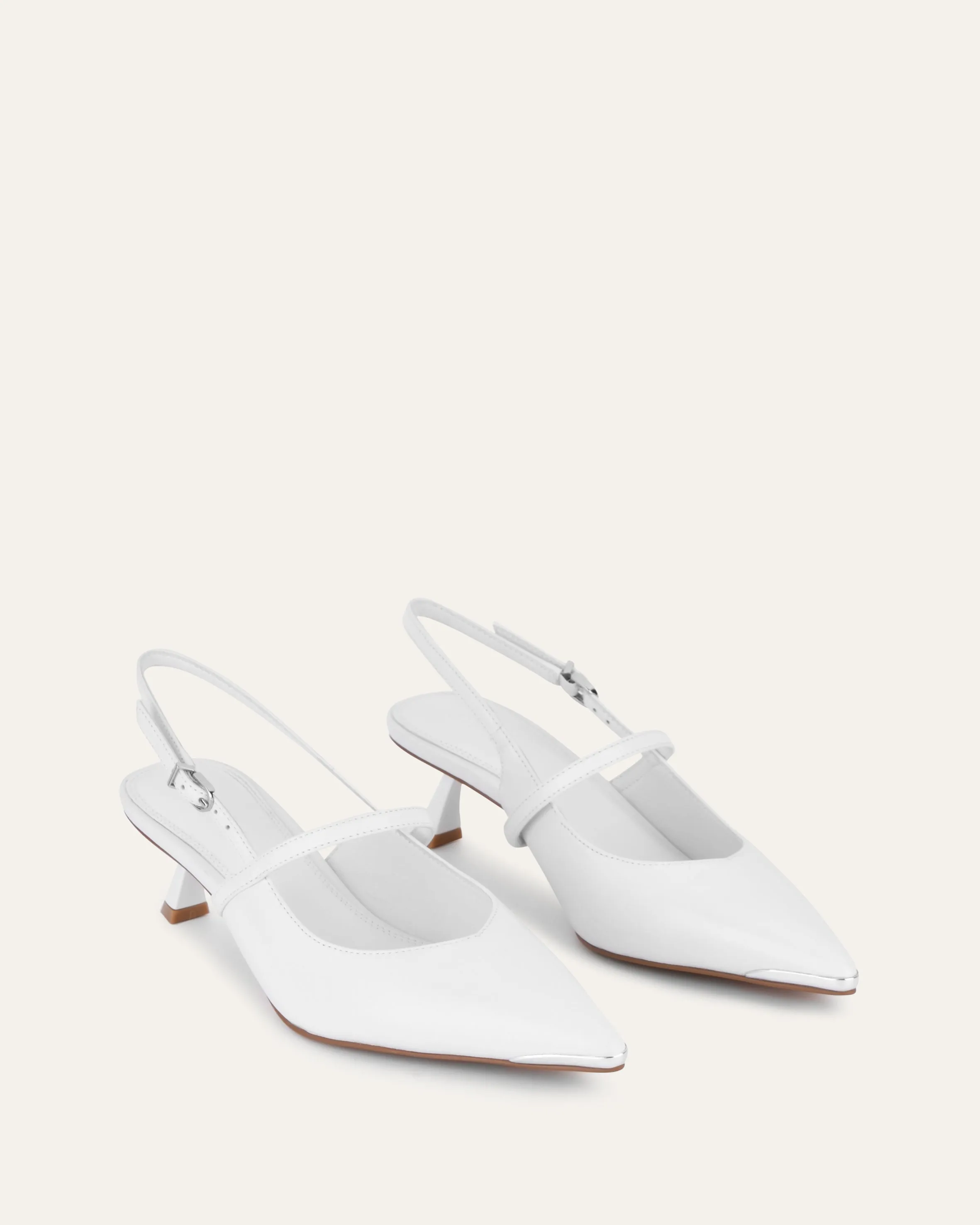 UPTON LOW HEELS WHITE LEATHER