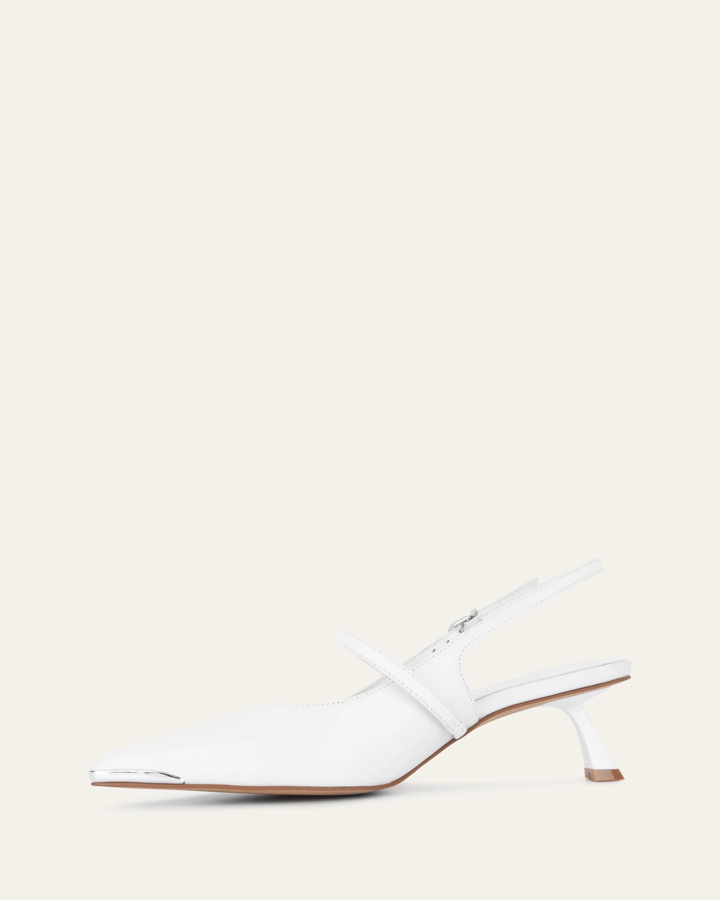 UPTON LOW HEELS WHITE LEATHER